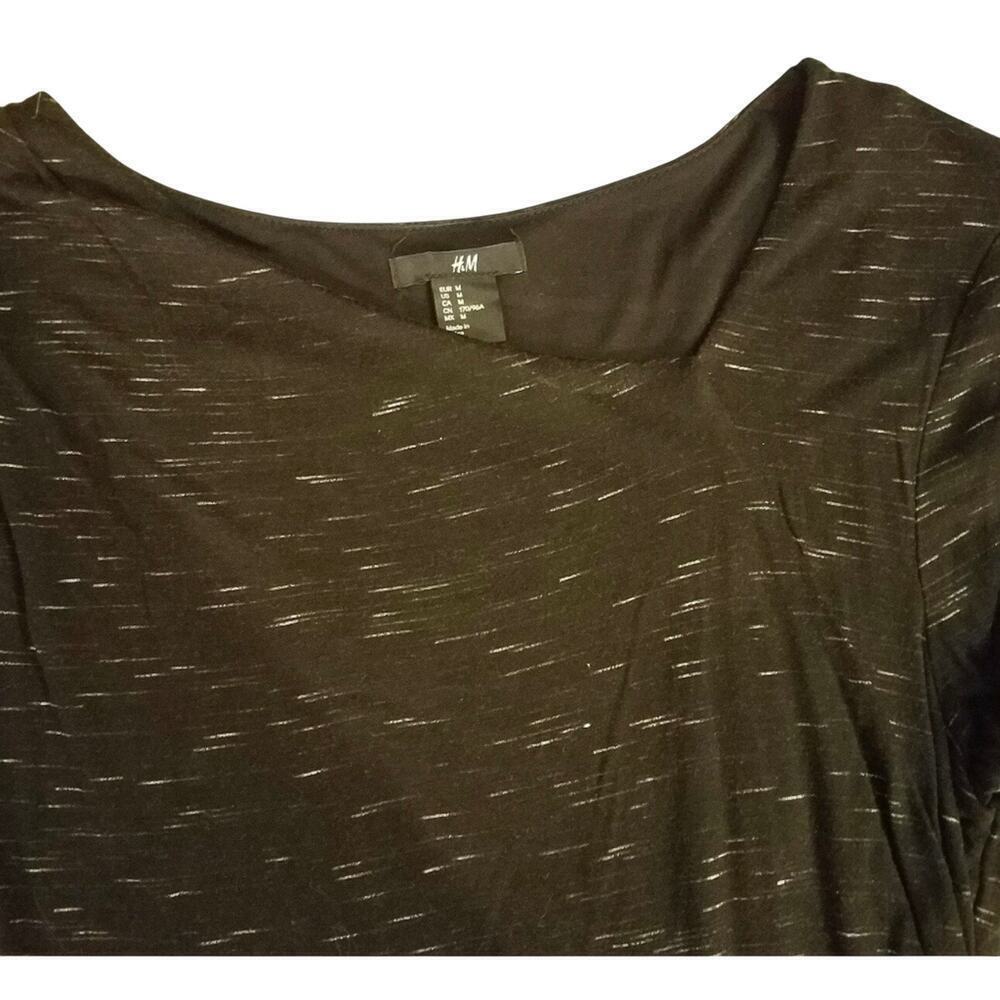 H&M Black Ruched Bodycon Midi Dress Long Sleeve Size M - Picture 4 of 8